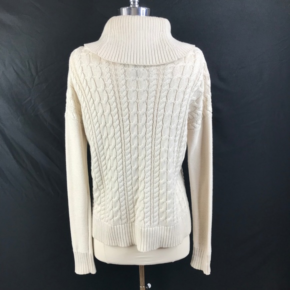 American Eagle Beige Cowl Neck Cable Knit Sweater - Picture 5 of 8